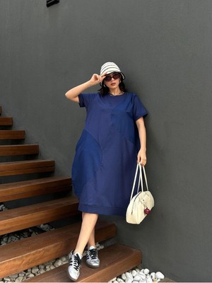 Minaaise Kadın Indigo Ambra Garnili Elbise 29070