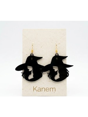 Kanem3D Hallowen Cadı ve Kedi Küpeler