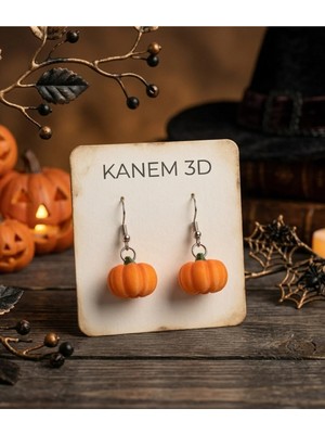 Kanem3D Cadılar Bayramı Temalı Halloween Bal Kabağı Küpe Hafif