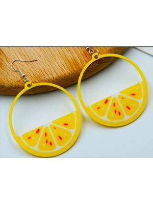 Kanem3D Halka Limon Küpeler - Kadın Sevimli & Minimalist Şık Küpe