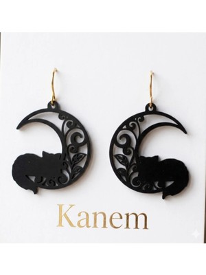 Kanem3D Karanlık Ay Yüzeyi Kedi Küpeler