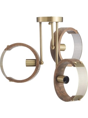 Belirtilmemiş Lucea Maya Üçlü Ahşaplı Antik Plafonyer 3 x E27