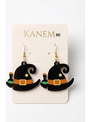 Kanem3D Cadı Şapkası Halloween Cadılar Bayramı Küpeleri Hafif