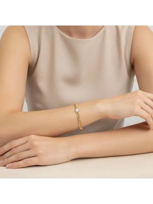 Xuping Jewelry Üç Taş  Ince Zincir Bileklik