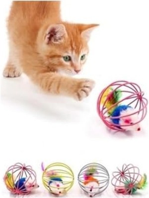Die Grup Kafesli Renkli Kedi Köpek Oyun Topu (6 Cm)