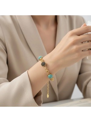 Stil Incisi/xupıng Jewelry Üç Renkli Yuvarlak Zirkon Taşlı Bileklik