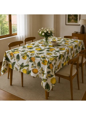Freyja Home Su Geçirmez Duck Masa Örtüsü - 120X180 cm | Limon
