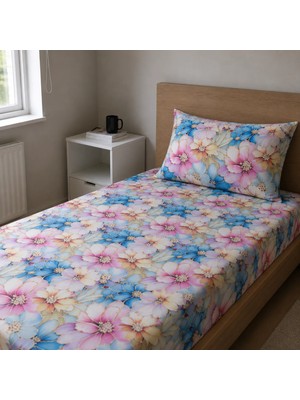 Freyja Home %100 Pamuk Tek Kişilik Çarşaf Takımı | Pastel Çiçek Rüyası