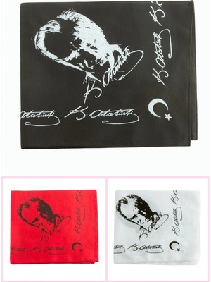 Eco Lounge Atatürk Imzalı Desenli Keten Bandana 50*50