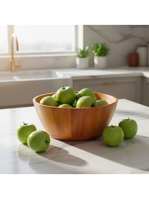 Belirtilmemiş Deconox Doğal Akasya Ahşap Salata Sunum Kasesi – 30X13 cm Ekstra Derin Büyük Boy El Yapımı Me