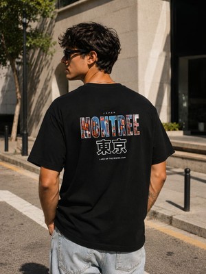 Montree Erkek Oversize Baskılı %100 Pamuk T-Shirt