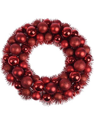 Belirtilmemiş Noel Çelenk 56 Kırmızı Top 39 cm Diamentro Çeşitli Renklerde Şık Yılbaşı Yanıltıcı Çele