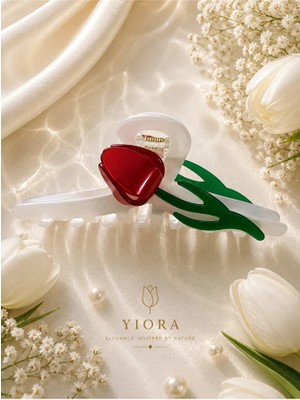 Yiora Premium Seri Lüks Asetat Lale Kaydırmaz Mandal Toka