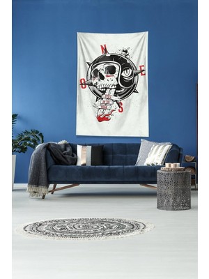 Belirtilmemiş Pelangi Beyaz Kuru Kafa Tutmaz Kadife Kumaş Duvar Örtüsü Duvar Halısı Tapestry DWLL381, 140 x
