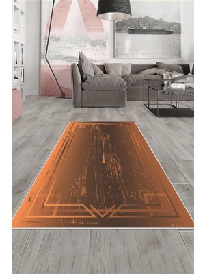 Belirtilmemiş Pelangi Kırmızı Geometrik Desen Yıkanabilir Kaymaz Taban Tutmaz Salon Halısı Yolluk,
