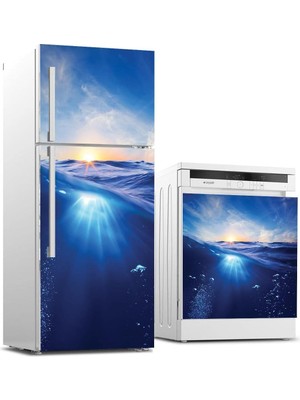 Belirtilmemiş Buzdolabı Bulaşık Makinası Beyaz Eşya Sticker Kaplama Gün Batımı Deniz