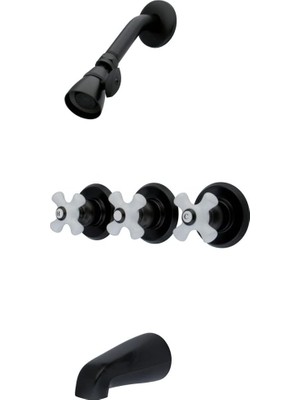 Belirtilmemiş Brass KB235PX Küvet Duş Bataryası 3 Porselen Çapraz Kulplu, Yağlı Bronz Ovuşturdu, 12,5