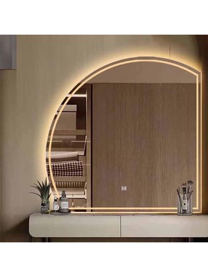 Belirtilmemiş Banyo Için LED Ay Duvar Aynası, 70X110 cm Akıllı Makyaj Aynası, Ön Arka Aydınlatmalı, Buğu Önley