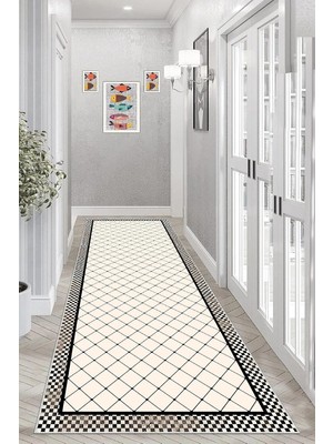 Belirtilmemiş Pelangi Geometrik Desenli Dijital Baskı Yıkanabilir Kaymaz Taban Etnik Desen Salon Halı, Bej