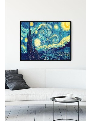 Belirtilmemiş Postermanya (PSTER13984) Vincent Van Gogh - Yıldızlı Gece Sanatsal Çerçeveli Tablo (50X70CM)