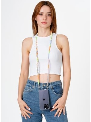 HBMB Store Hippi Daisy Rengarenk 110 cm El Örgüsü Telefon ve Çanta Askısı