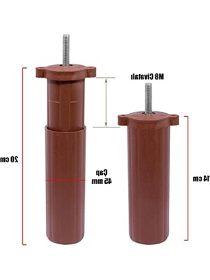 Die Grup 6'lı Mobilya Destek Ayağı Seti - 15 Cm, Kahverengi