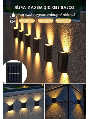 Esranın Dünyası 4 Led'li Güneş Enerjili Duvar Lambası, Çift Taraflı Aydınlatma