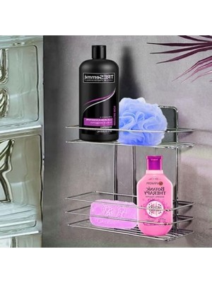 Esranın Dünyası Krom 2 Katlı Banyo Duş Rafı - Şampuanlık ve Organizer