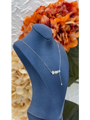 Livora Jewelry 925 Ayar Gümüş Zirkon Taşlı Sallantılı Dörtlü Yıldız Kadın Kolye