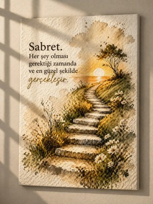 HiperAD Reklam Ilham Verici Söz ve Gün Batımı Yolu Temalı Dekoratif 3 mm Dekota Tablo Arkası Bantlı A Kalite