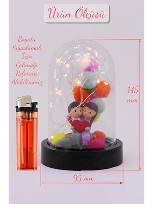 HBMB Store Telvesse 3 Modlu LED Işıklı Fanus Içinde Sevgili Çift Detaylı Sevgiliye Hediyelik Dekoratif Gece Lambası