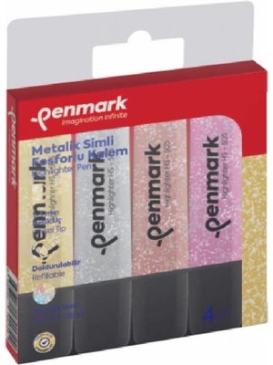 Penmark Fosforlu Kalem Seti 4’lü Karışık Renk Simli