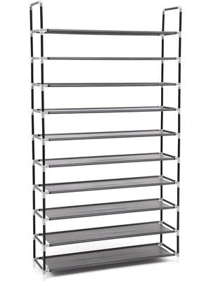 Songmics Songmıcs 10 Katlı Ayakkabı Rafı, 100X29X175 Cm, Siyah, LSR10H
