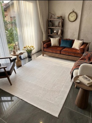 Merinos Vista Beyaz Renk %100 Akrilik Parlak Dokuma Modern Yumuşak Dokulu Salon Oturma Odası Halısı 76589-60
