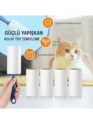 HBMB Store Sogud Tüy Toplayıcı Set 7 Rulo + 1 Sap – Toplam 420 Yaprak – Kedi Köpek Tüyü ve Toz Temizleyici – Giyim, Koltuk, Halı ve Araç Koltuğu Için Güçlü Yapışkanlı Ekonomik Paket
