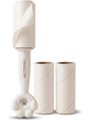 HBMB Store Tüy Toplayıcı Rulo Seti, Beyaz Renk, Patili Ergonomik Sap, 2 Yedek Rulo Hediyeli (Toplam 90 Yaprak), Kedi ve Köpek Tüyü, Kıyafet, Koltuk ve Araç Içi Temizleyici