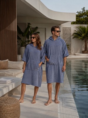 Packho Havlu Panço - Unisex Kapüşonlu Plaj Pançosu - Yetişkin Surf Panço - Havuz Deniz Bornozu - Oversize Cepli