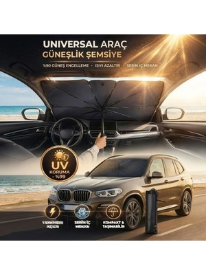 Premium Katlanabilir Araç Ön Cam Güneşliği – Şemsiye Tipi Oto Güneşlik, Uv Korumalı Isı 145*79cm