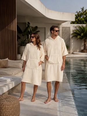 Packho Havlu Panço - Unisex Kapüşonlu Plaj Pançosu - Yetişkin Surf Panço - Havuz Deniz Bornozu - Oversize Cepli