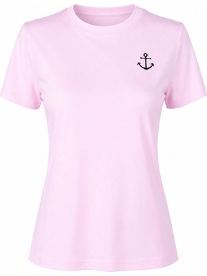 Trender Çapka Baskı Pembe Kadın T-Shirt 6720