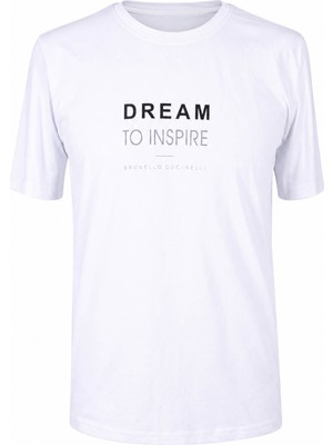 Trender Dream To Inspire Baskı Süpreme Beyaz Erkek T-Shirt 226-08