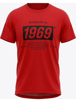 Trender Baskı Süpreme Kırmızı Erkek T-Shirt 226-22 1969