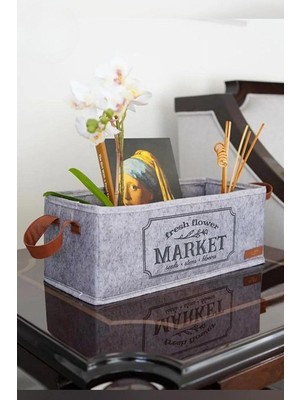 HBMB Store Buti Deri Kulplu Özel Tasarım Malzeme Kutusu Hurç Organizer Ev Banyo Mutfak Ev Gereci 32X13X14CM - 1044