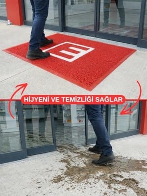 HBMB Store Eczane Önü Paspası E Logo Giriş Işyeri Eczane Mağaza Girişi Kapı Önü Kıvırcık Hijyen Halısı 60X80 cm