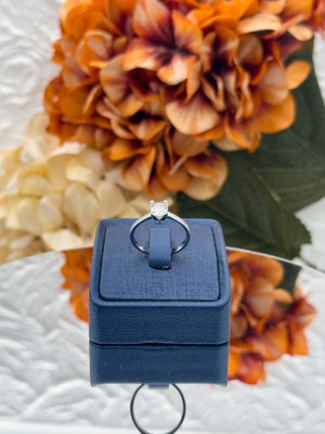 Livora Jewelry 925 Ayar Gümüş Pırlanta Montür Ince Kollu 4 Tırnak Klasik Tektaş Kadın Yüzük