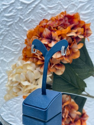 Livora Jewelry 925 Ayar Gümüş Çift Sıra Zirkon Taşlı Halka Kadın Küpe