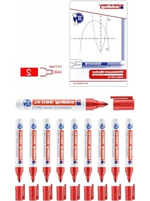Esranın Dünyası Kırmızı Renkli 1.5-3 mm Xl Beyaz Tahta Marker Seti, 10 Adet
