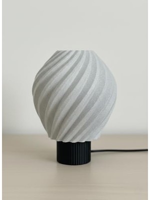 HBMB Store Designobee Lalezar Mermer Görünümlü Lamba- Modern Masa ve Gece Lambası – Ambiyans Lambası, Dekoratif LED Abajur, E14 Duy