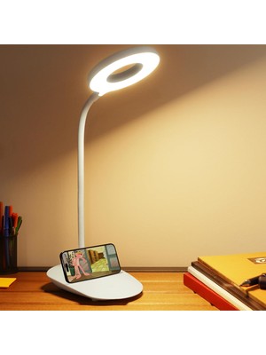 HBMB Store Telvesse Masa Lambası Dokunmatik 3 Renk 24 LED Telefon Standlı Kademeli Çalışma Okuma Işığı Gece Lambası Q3