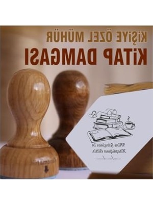 Esranın Dünyası K 17 Kitap Gözlük ve Kahve Temalı Kişiye Özel Ahşap Kitap Damgası Ex Libris Kitap Mührü